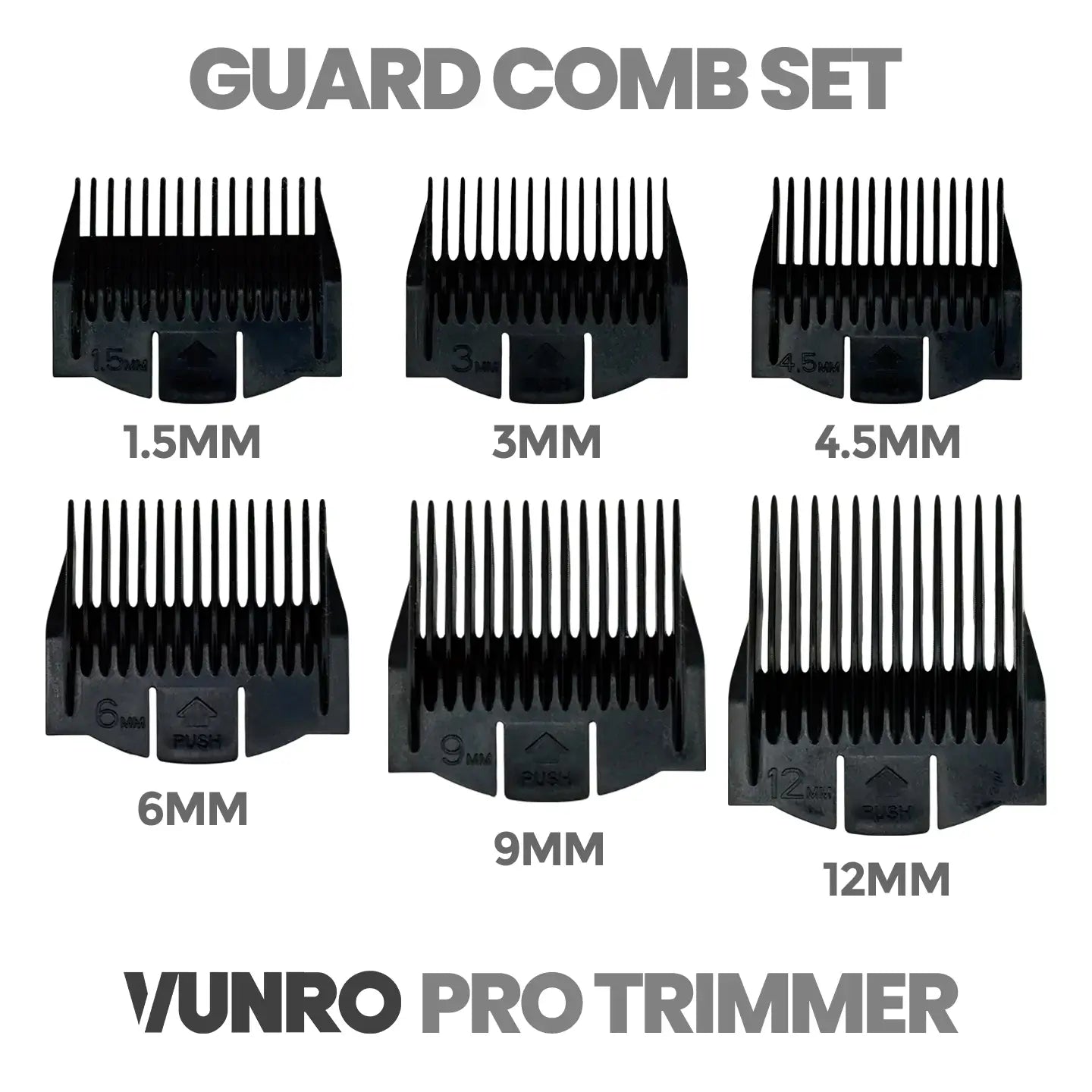 Six Piece Guard Comb Set (VUNRO PRO Trimmer)